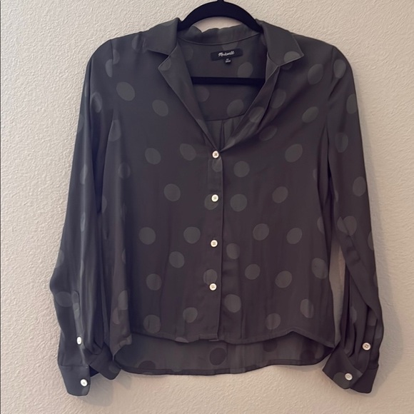 Madewell Tops - Madewell Olive Green Satin Long Sleeve